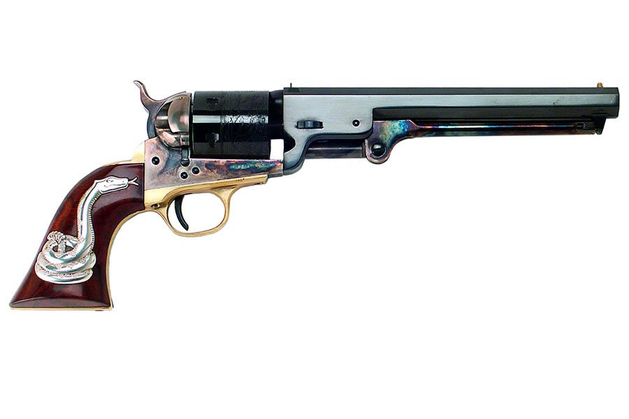 Cimarron Man with No Name 38 Long Colt Conversion Hollywood Series Single-Action Revolver with Walnut Snake Grips 1 Cimarron Man with No Name 38