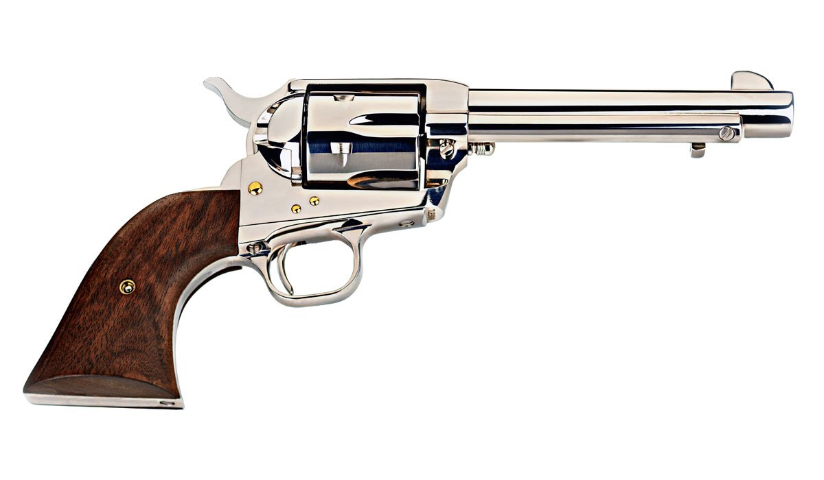 Colt Silver Stallion Single Action Army 45 Colt Revolver with Nickel Finish and 2-Piece Walnut Grip 1 Colt Silver Stallion Single Action Army 45 Colt Revolver