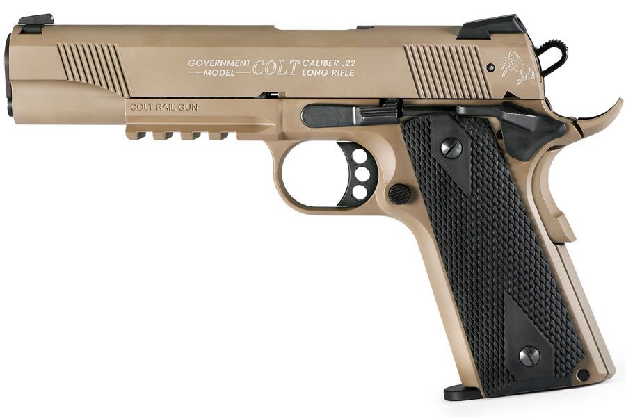 Walther Colt Government 22LR 1911 A1 Rail Gun with Flat Dark Earth (FDE) Finish 1 Walther Colt Government 22LR 1911 A1