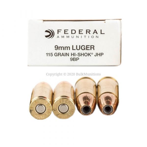 9mm – 115 gr JHP – Federal Hi-Shok (9BP) – 1000 Rounds 1 9mm – 115 gr JHP – Federal Hi-Shok